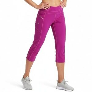 Athleta Pants Womens S Pink Capri Crop Running Leggings Pockets Athletic Casual